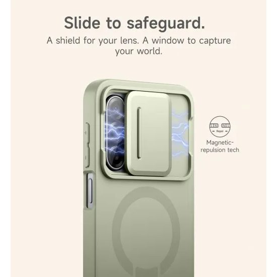 Samsung Galaxy A17 / A26 dėklas – Suritch MagSafe su stovu ir kameros apsauga – žalia