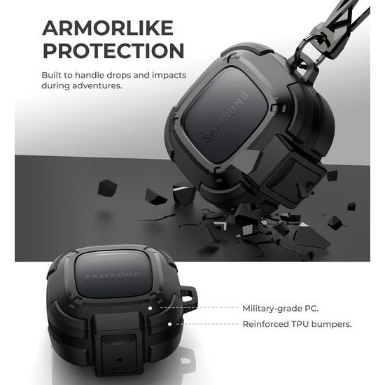 Dexnor odolné pouzdro, Samsung Galaxy Buds FE (2023) / Buds 2 Pro (2022) / Buds 2 (2021) / BudsPro (2021) / BudsLive (2020), černé