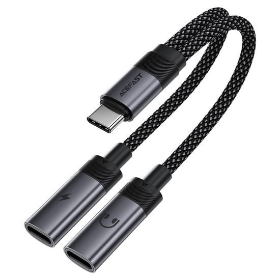 Acefast Adapter (J14) - USB-C naar 2x USB-C - 60W - Plug&Play - Zwart