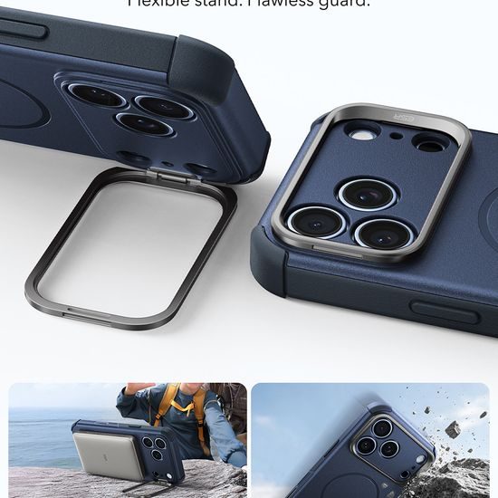 iPhone 17 Pro / 18 Pro vāciņš – ESR Cyber Armor Kickstand ar statīvu – zils