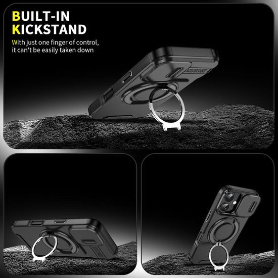 Camslide Stand etui, iPhone 17, črn