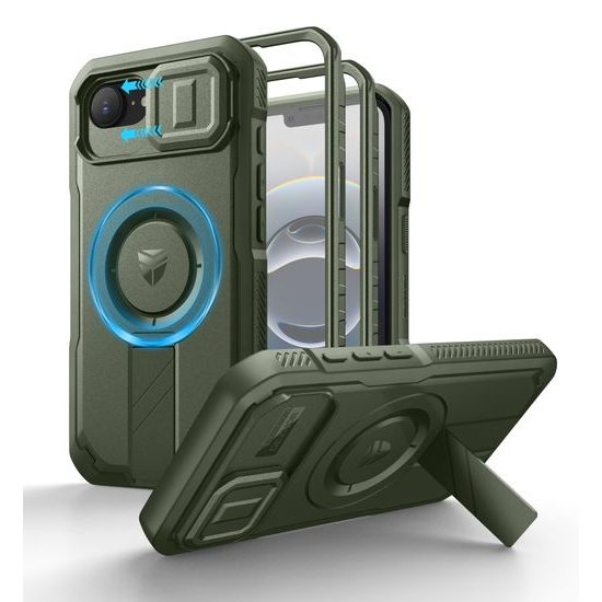 Dexnor MagSafe 360 Stojan Ochranný kryt iPhone 16e / 17e, zelený