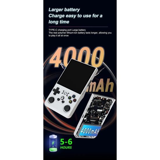 R36 Max Φορητή κονσόλα παιχνιδιών με 4,0" IPS οθόνη, μαύρη