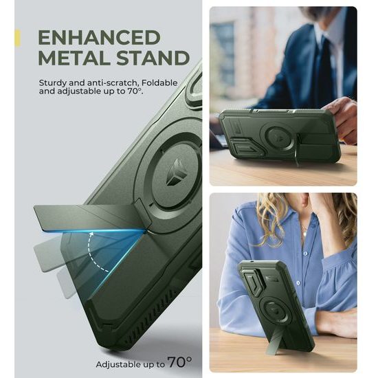 Dexnor MagSafe 360 Kickstand Camprotector Θήκη Samsung Galaxy S25 Plus, πράσινο