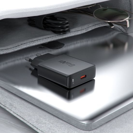 Acefast Oplader (A65) USB-C, GaN, 20W - Zwart