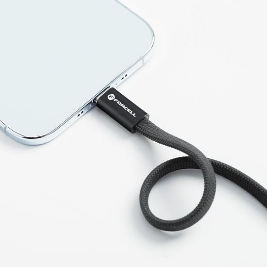 Cablu Forcell F-Energy USB-C - USB-C, QC4.0, PD, 5A, 100W, 1,2 m, negru