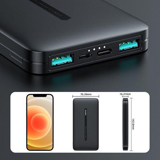 Joyroom PowerBanka 10000 mAh 2,1 A, 2x USB, čierna (JR-T012 black)
