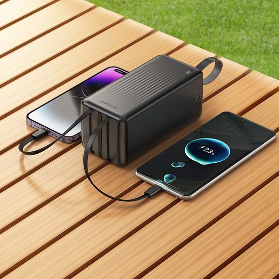 Borofone akupank BJ79C 50000mAh USB-A + USB-C ja Lightning kaablitega – must