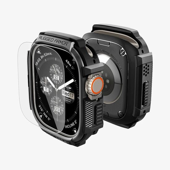 Spigen Rugged Armor + ochranná fólie na displej, Apple Watch Ultra / Ultra 2 / Ultra 3, černé