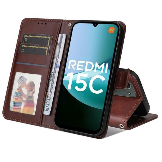 Θήκη Magnet, Xiaomi Redmi 15C, καφέ