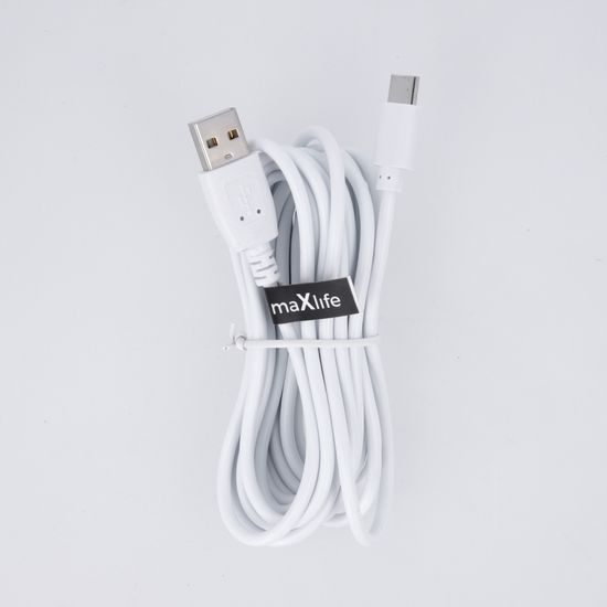 Maxlife kábel USB - USB-C, 2A, 3m, biely