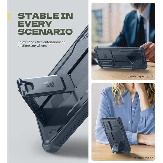 Custodia Dexnor 360 Kickstand Camprotector per Samsung Galaxy S25 Edge, blu