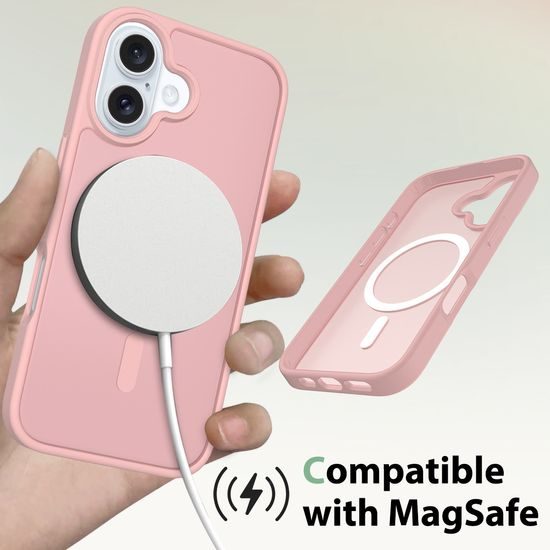 JP MagFit Colour MagSafe tok N52 mágnessel, iPhone 16, világos rózsaszín