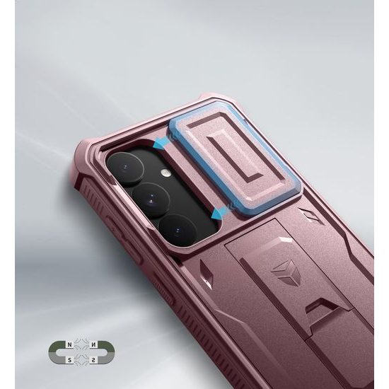 Dexnor 360 Kickstand Camprotector borító Samsung Galaxy S25 Plus, rózsaszín
