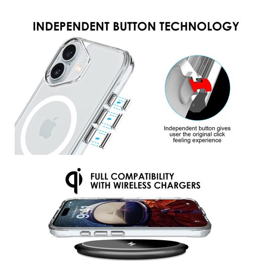 JP MagFit MagSafe θήκη με πιστοποίηση 3M SGS, iPhone 16, διάφανη