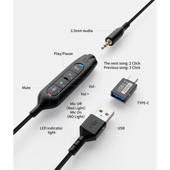 Onikuma X81 USB slušalke z mikrofonom, črne
