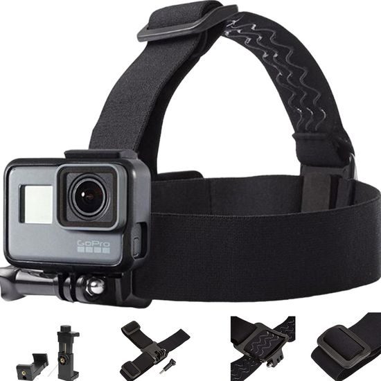 Alogie Kopfhalterung für Smartphone und Action Kamera - 2in1 Head Strap Mount - Schwarz