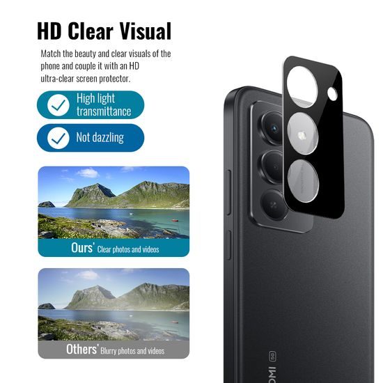 JP 5D Combo pack, Σετ 2 5D σκληρυμένων γυαλιών και 2 γυαλάκια για κάμερα, Xiaomi Redmi 15