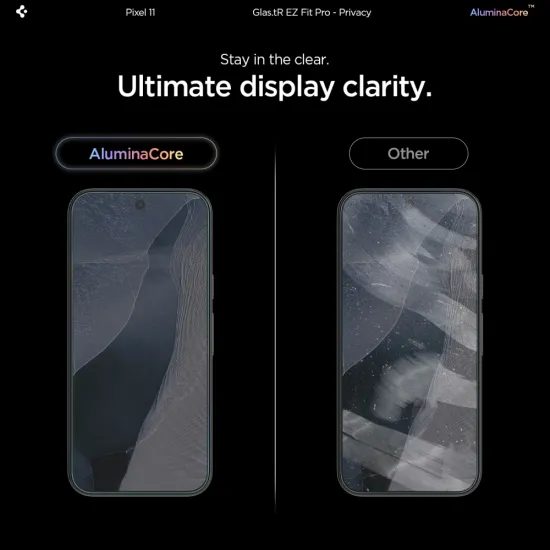 Google Pixel 10 / 11 privātuma aizsargstikls – Spigen Glass.TR EZFit Privacy 2 gab. ar uzstādīšanas rāmi
