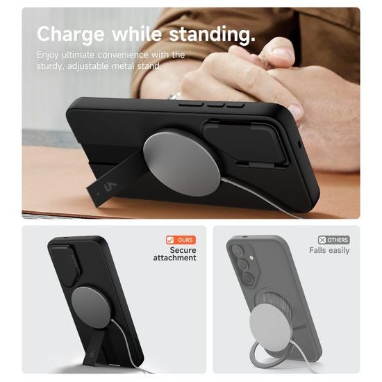 Suritch MagSafe Kickstand Camprotector θήκη Samsung Galaxy S25 FE, μαύρη