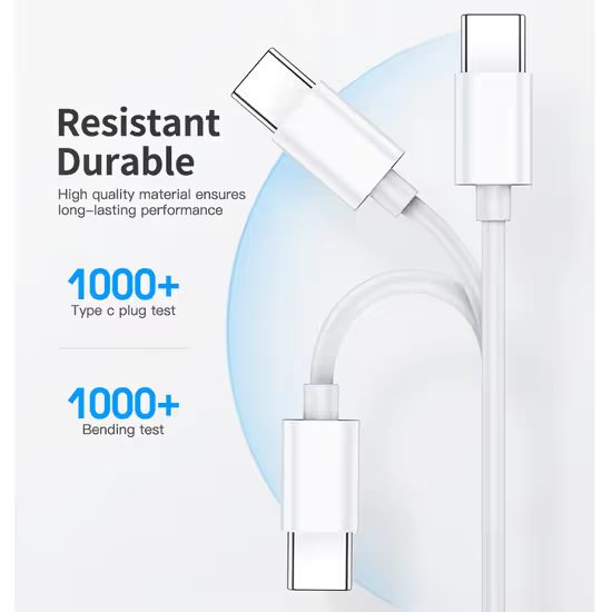 JP kabel USB-C na USB-C, PD60W, QC 4.0, 3A, 480Mb/s, bílý, 2 metry