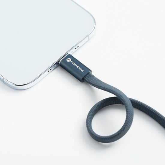 Cablu Forcell F-Energy USB-C - USB-C, QC4.0, PD, 5A, 100W, 1,2 m, albastru