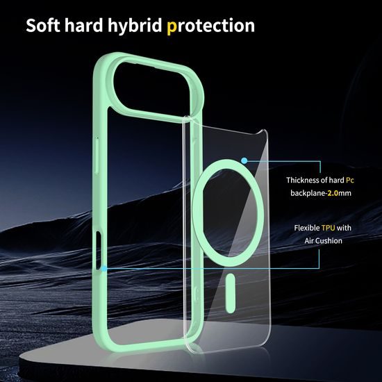 JP MagFit Clear MagSafe θήκη με μαγνήτη N52, iPhone Air, πράσινη