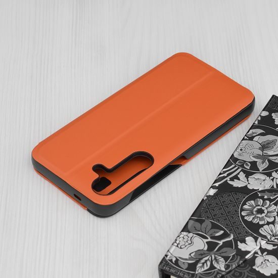 Eco Leather View Case, Samsung Galaxy S25, oranžové