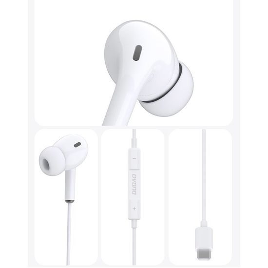 Dudao sluchátka s ovladačem, USB-C, bílé (X14T white)