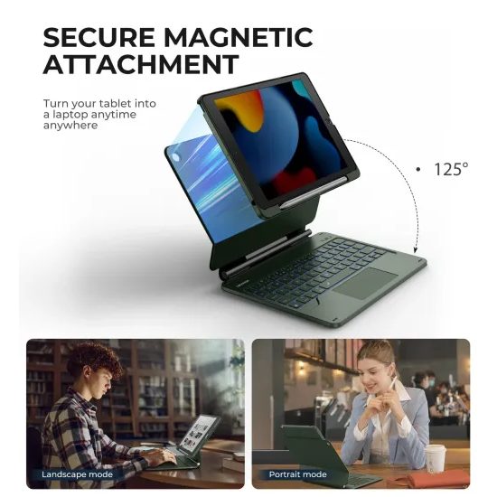 Dexnor magnetische Hülle mit Tastatur, iPad 7 / 8 / 9 10.2", grün