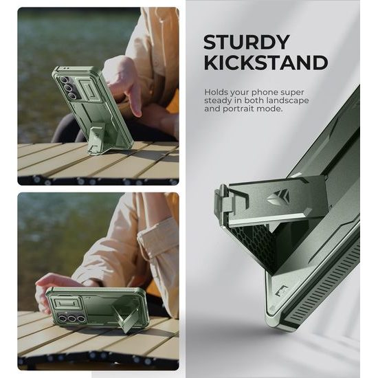 Dexnor 360 Kickstand Camprotector obal Samsung Galaxy S24 FE, zelený