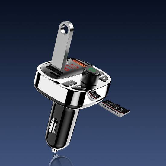 Dudao R2PRO+ Bluetooth FM-Transmitter für Auto mit USB-C PD 25W Schnellladung und RGB-Beleuchtung - Schwarz-Silber