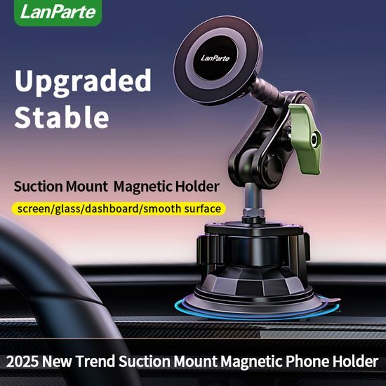 LanParte RBA-M01 Magnetische Telefoonhouder voor Auto - met Vacuüm Zuignap - 360° Verstelbaar - MagSafe geschikt