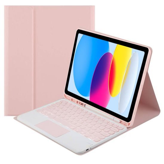 Tok billentyűzettel és érintőpaddal Apple iPad 10.9 2022 készülékhez, rózsaszínű