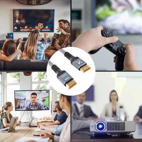 Wozinsky WPS-16AYL1S DisplayPort 2.1 kabel, HDR, HDCP, DSC, 1 m, sort