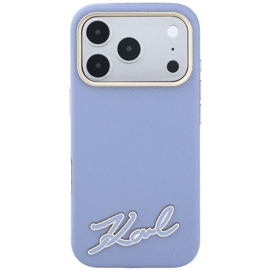 Karl Lagerfeld Grained Leather Resin Sign Logo MagSafe ümbris iPhone 17 Pro Max / 18 Pro Max – sinine