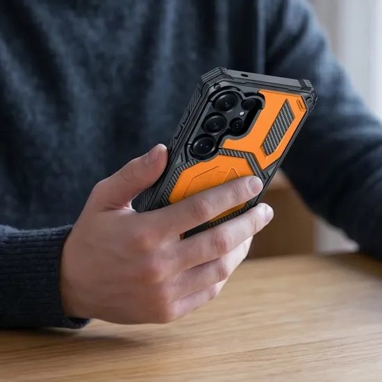Tech-Protect MagBlast MagSafe + 2 бр. стъкла, Samsung Galaxy S26 Ultra, черно/оранжево