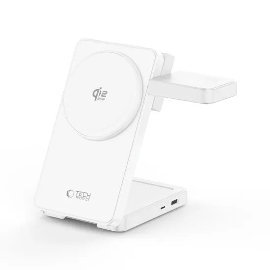 Tech-Protect A56 3v1 MagSafe bezdrôtová nabíjačka, 25 W, Qi2.2, biela