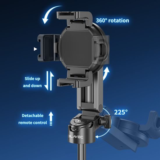 Blavec MagSafe Selfie Stick mit Stativ, Bluetooth Fernbedienung und Halterung - 41 cm - Schwarz