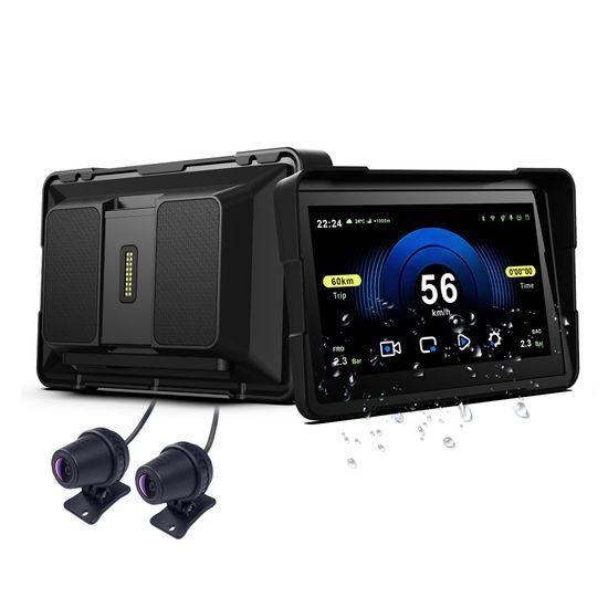 7" Motociklistički zaslon s bežičnim CarPlay i Android Auto, dualnom Full HD kamerom i brzootpusnim nosačem