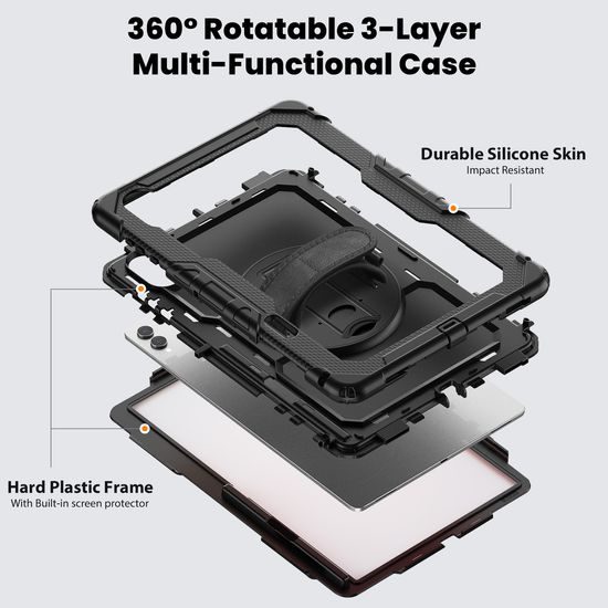 JP Solid360 θήκη για tablet, Samsung Tab S11 Ultra, μαύρη