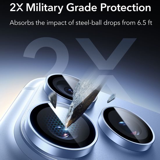 iPhone 18 Pro / 18 Pro Max kaamera kaitseklaas – ESR Armorite karastatud klaas – sinine