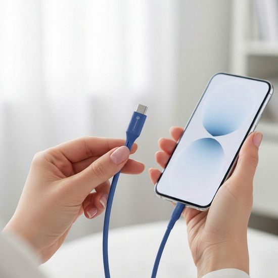 Cablu Forcell F-Energy USB-C - USB-C, QC4.0, PD, 3A, 60W, 1 m, albastru