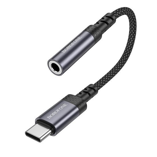 Borofone Audio Adapter (BV24) USB-C auf 3,5mm Klinke für moderne Smartphones - DAC Chip - 15 cm - Grau