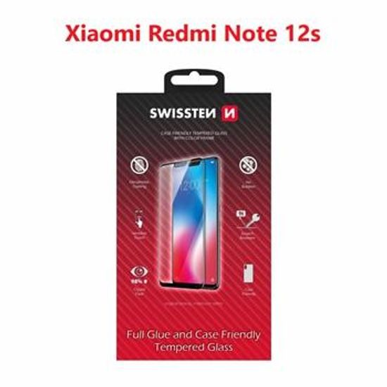 Swissten Full Glue, Color frame, Case friendly, Zaštitno kaljeno staklo, Xiaomi Redmi Note 12s, crna