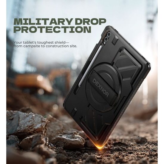 Dexnor 360 Περιστρεφόμενη θήκη, Samsung Galaxy Tab S10 Plus / S9 Plus, μαύρη