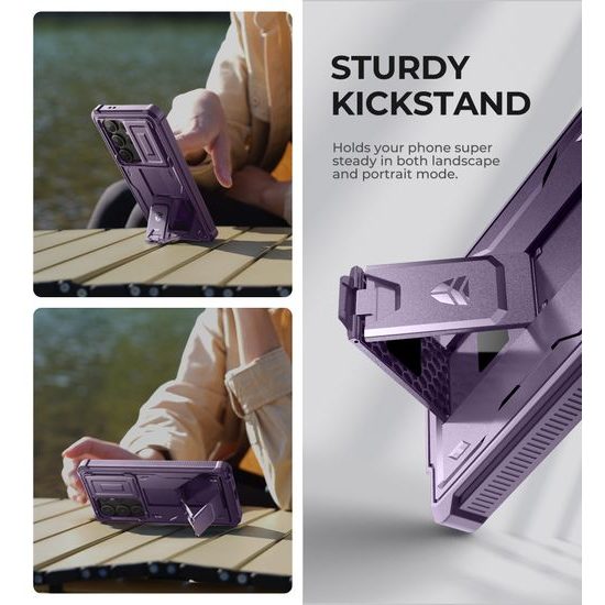 Dexnor 360 Kickstand Camprotector Hülle Samsung Galaxy S24 Ultra, lila