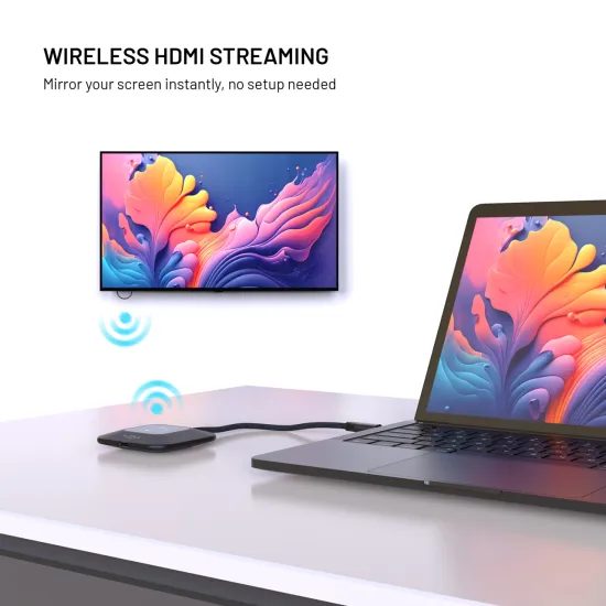 Vezeték nélküli HDMI adapter FIXED AirLink, 100W, PD 3.0, fekete