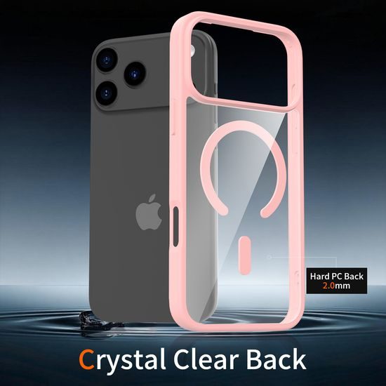 JP MagFit Clear MagSafe θήκη με μαγνήτη N52, iPhone 17 Pro Max, ανοιχτό ροζ