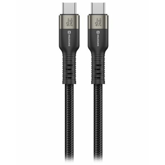 Swissten USB-C auf USB-C Kabel - USB 4.0 Datenkabel - 240W Schnellladekabel - 40 Gb/s - 0,5 m - Schwarz
